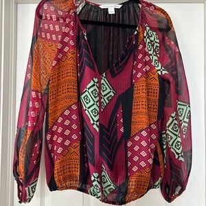 Diane Von Furstenberg Multicolor Geometric Blouse